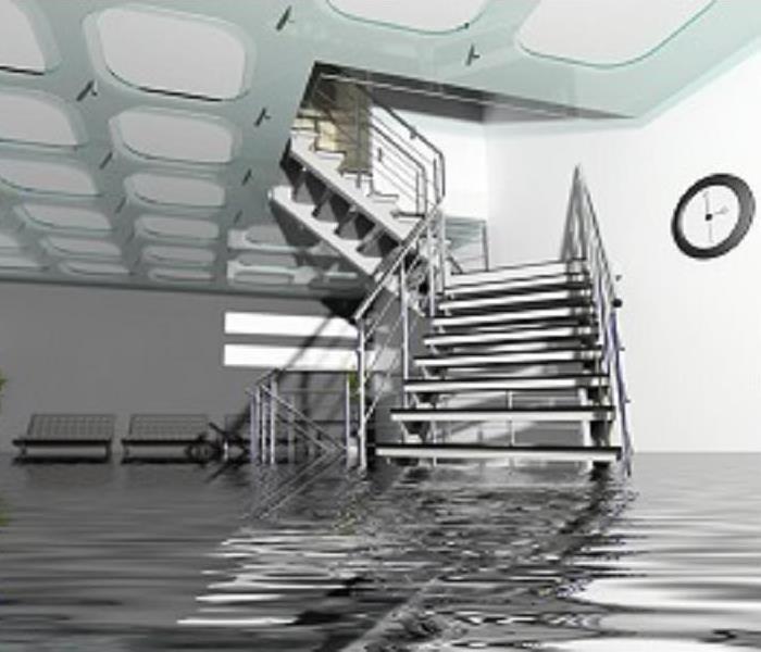 flooded office stairs